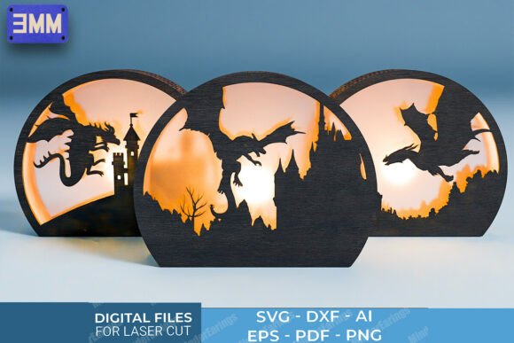 3D Dragon & Castle Laser Cut Stands