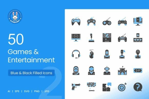 50 Games Entertainment Blue Black: Premium Graphics & Icons