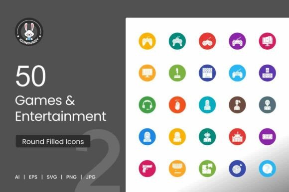 50 Games Entertainment Flat Round Icon: Graphics & Icons Review