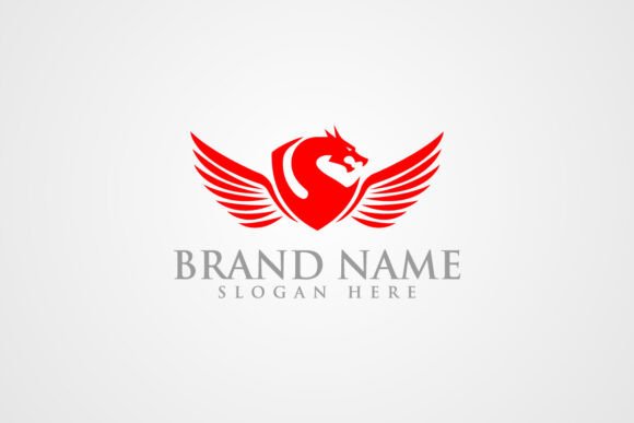 Dragon Wings, Dragon Shield Vector Logo: Bold Graphics & Logos