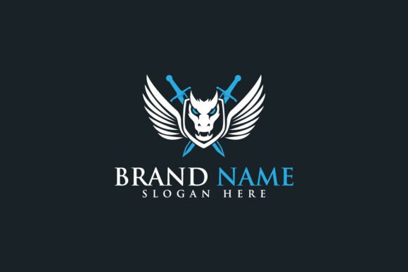 Dragon Wings Shield Logo: Bold Graphics for Logos