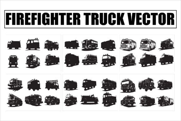 Firefighter Truck Vector Bundle: Graphics & Illustrations