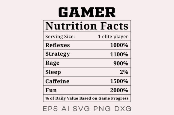 Gamer Nutrition Facts: Graphics & Print Templates
