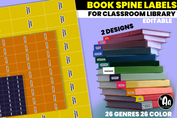 Genres Book Spine Label Graphics for 6Th Grade Shops