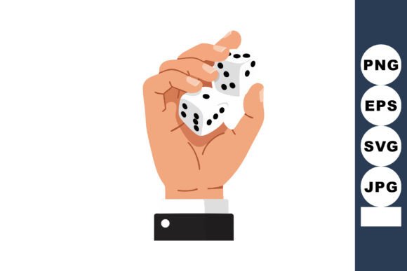Hand Holding Two Dice: Graphics & Illustrations