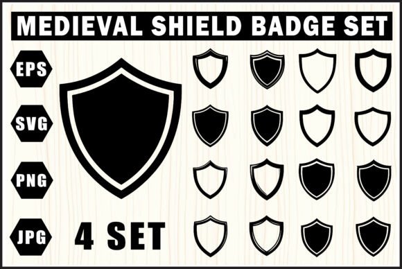 Medieval Shield Badge Pack: Bold Graphics & Logos
