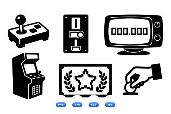Retro Arcade Gaming Icons: Graphics for Crafts