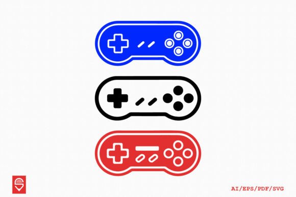 Retro Game Controller Icon Set: Bold Graphics & Icons