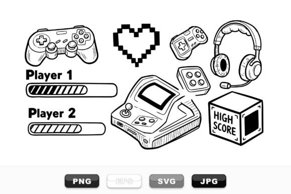 Retro Gaming Clipart Bundle: Graphics for Crafts