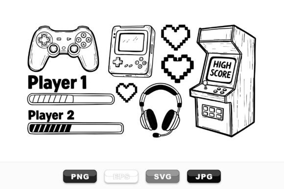 Retro Gaming Clipart for Crafts & Graphics
