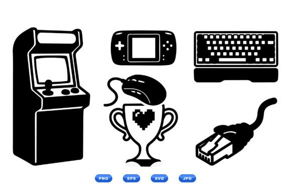 Retro Gaming SVG Icons for Graphics & Crafts