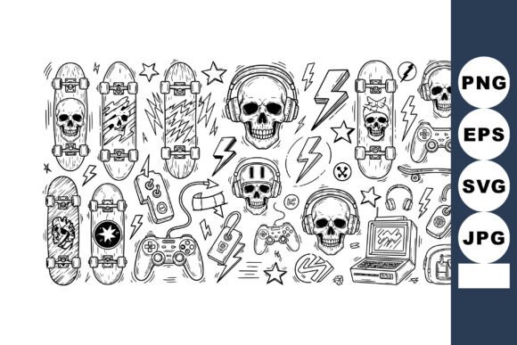 Skull Skateboard Graphics: Edgy Illustrations for Blogs