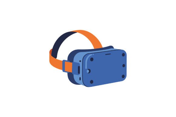 VR Headset Graphics: Blue & Orange Illustrations